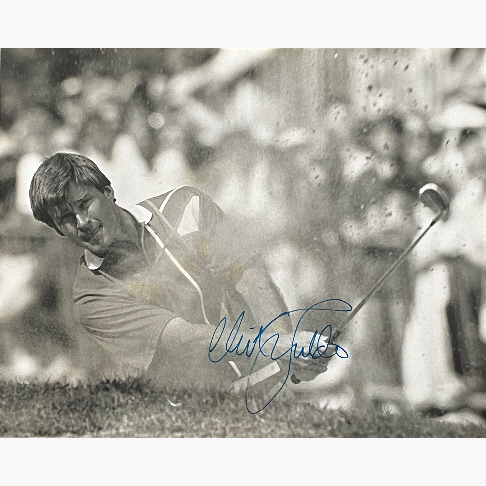 Nick Faldo – Signed 25cm x 20.5cm Black & White Action Press Photo