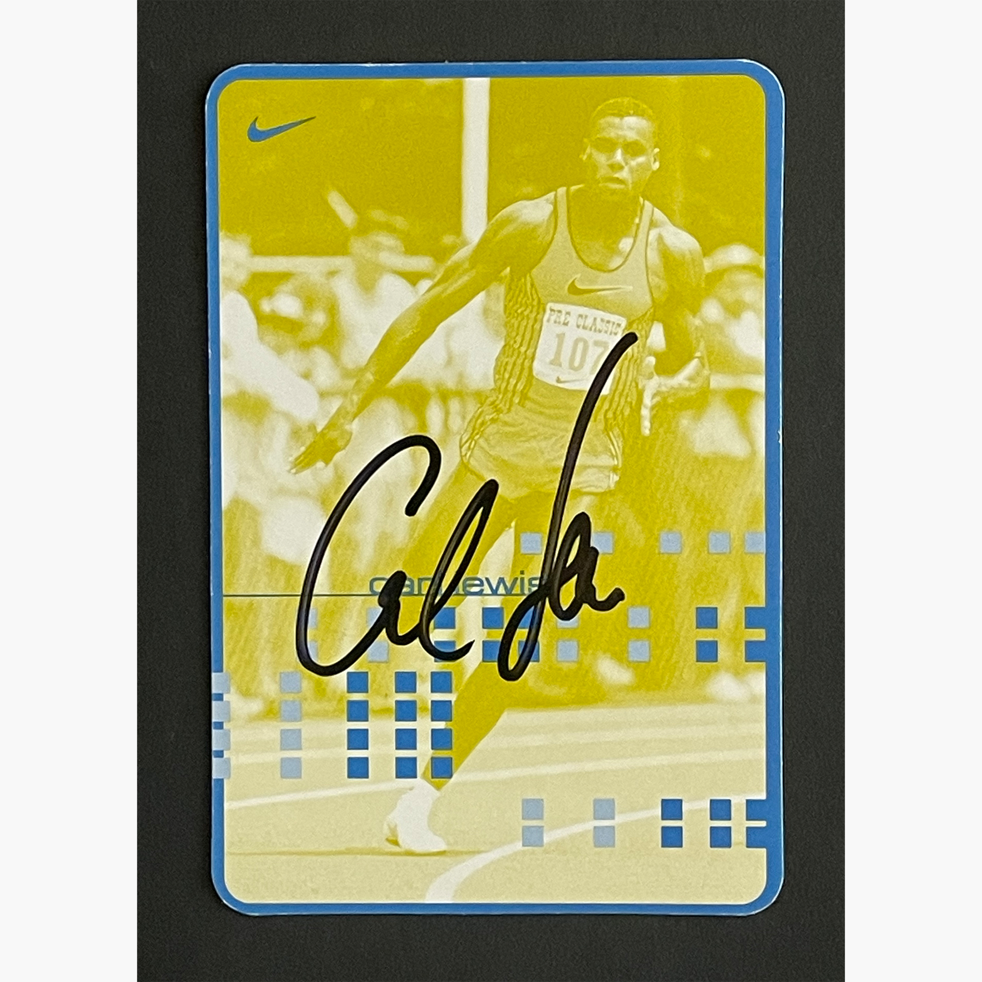 Carl Lewis – Signed 10.7cm x 7.2cm Official Nike Sponsor Card