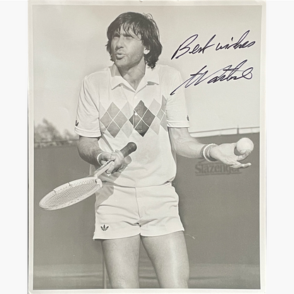 Ilie Nastase - Signed 25.5cm x 20.5cm Black & White Press Photo