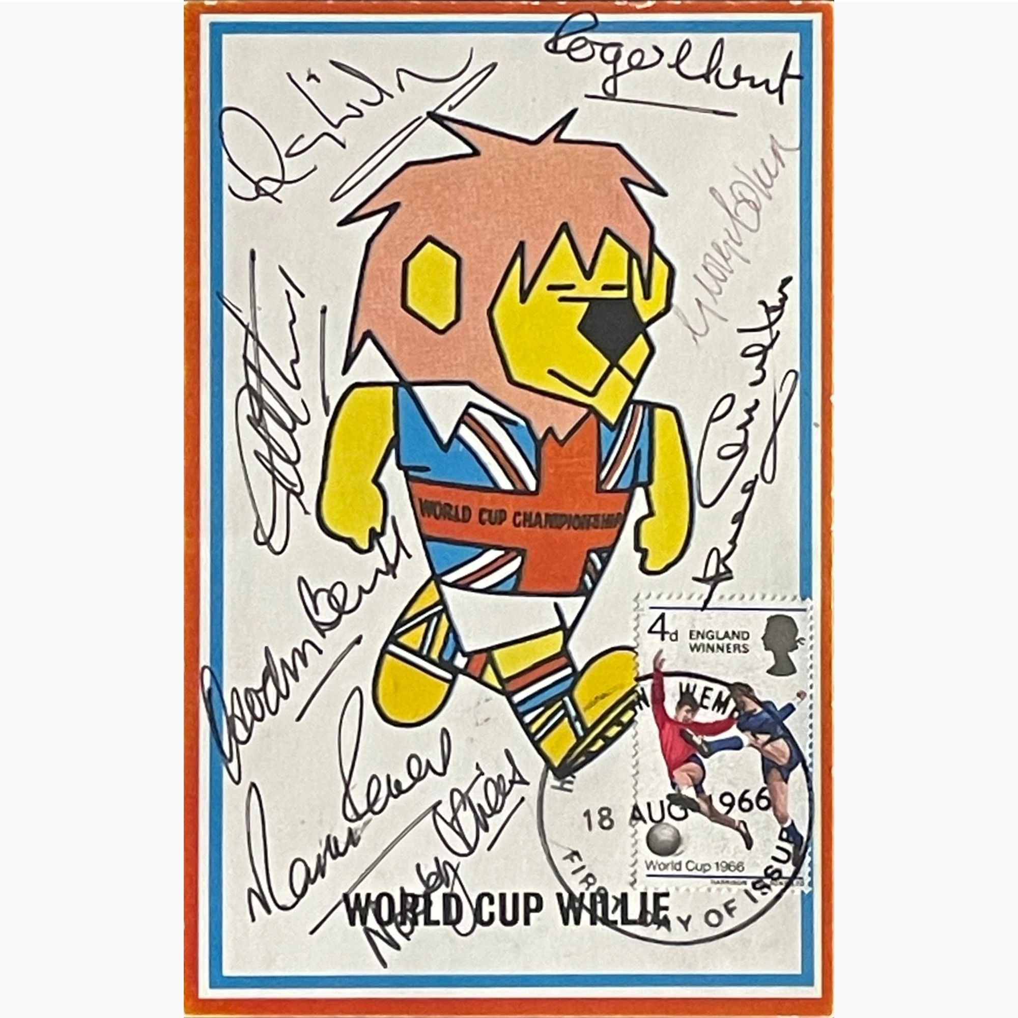 England 1966 World Cup Winners – Rare Cameo Stamps First Day Cover – Signed by 8 Players