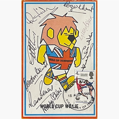 England 1966 World Cup Winners – Rare Cameo Stamps First Day Cover – Signed by 8 Players