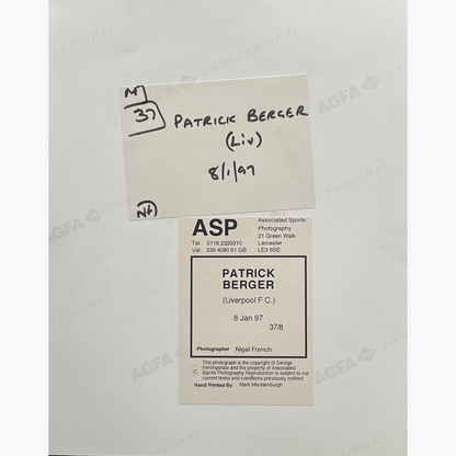 Patrick Berger – Signed 25cm x 20cm Colour Action Press Photo