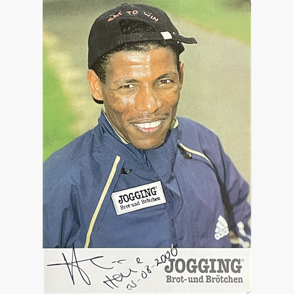 Haile Gebrselassie – Signed 14.8cm x 10.5cm Official “Brot und Brötchen” Sponsor Photo Card