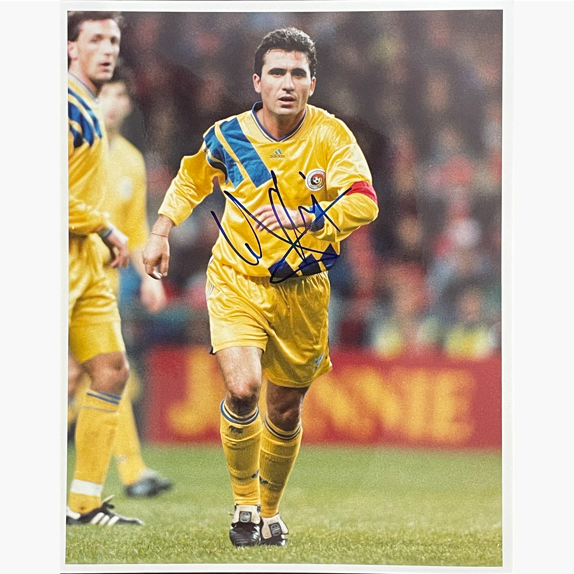 Gheorghe Hagi – Signed 25.5cm x 20.5cm Colour Action Press Photo