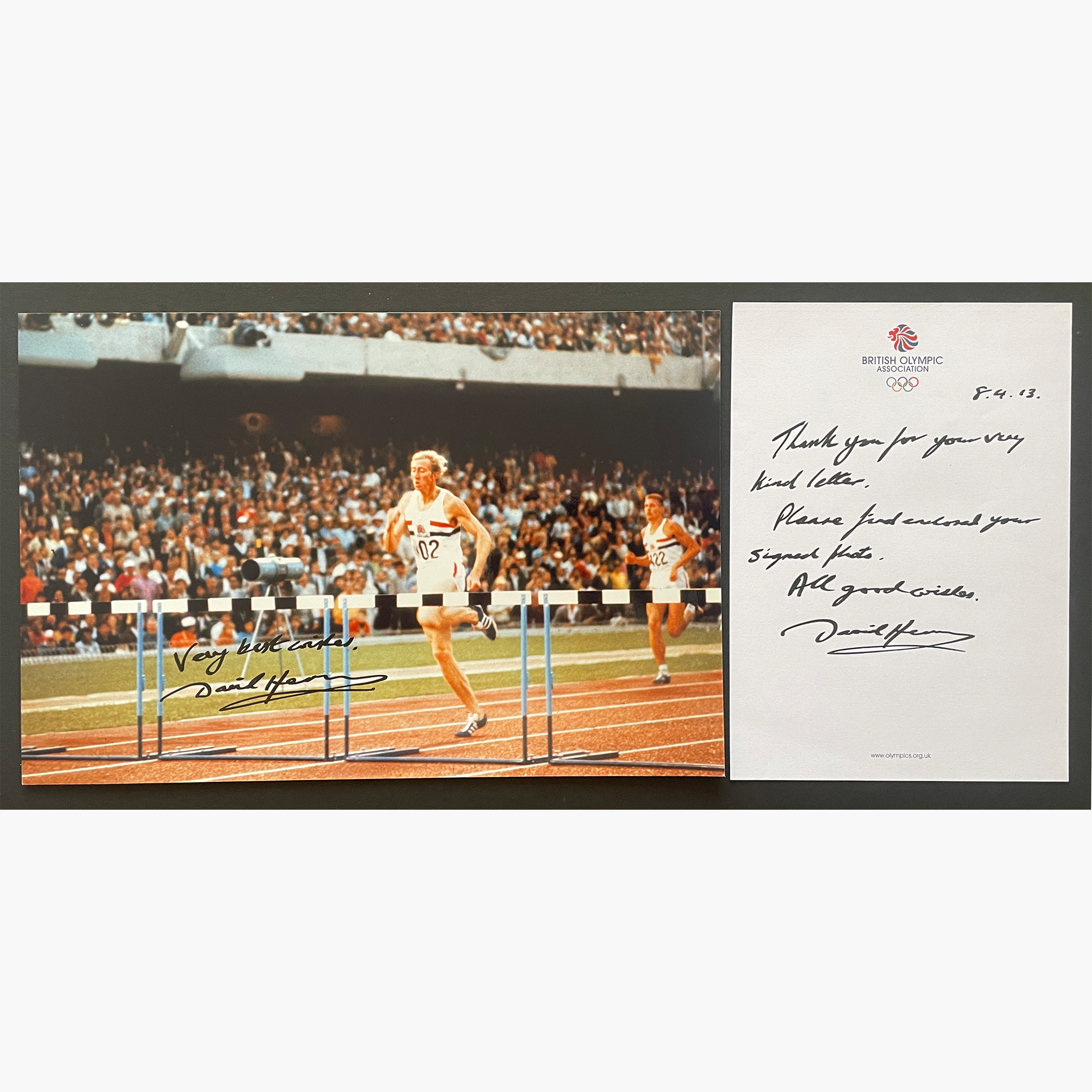 David Hemery – Signed 30.2cm x 20.2cm Colour Action Photo + Personal Letter