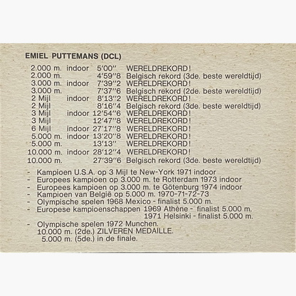 Emiel Puttemans – Signed 10cm x 10cm Sponsor Card
