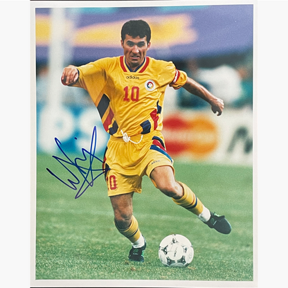 Gheorghe Hagi – Signed 25.5cm x 20.5cm Colour Action Press Photo