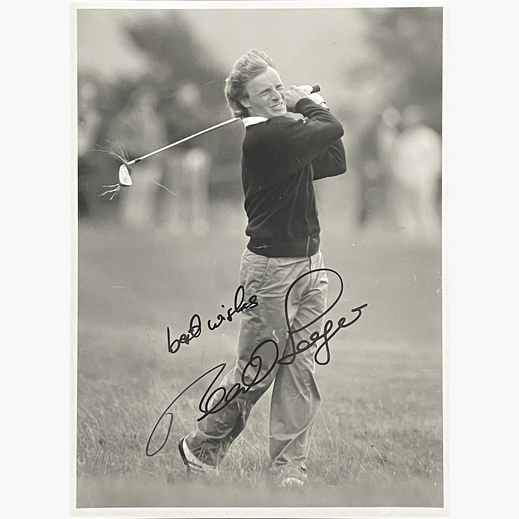 Bernhard Langer – Signed 24cm x 17.7cm Black & White Action Press Photo