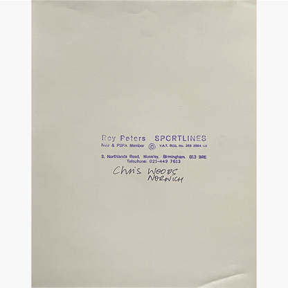 Chris Woods – Signed 25cm x 20cm Black & White Action Press Photo