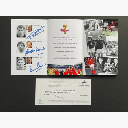 England 1966 Legends – Signed Event Menu (Banks, Hurst, Peters)