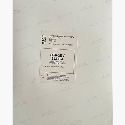 Sergey Bubka – Signed 25.3cm x 20.2cm Colour Action Press Photo