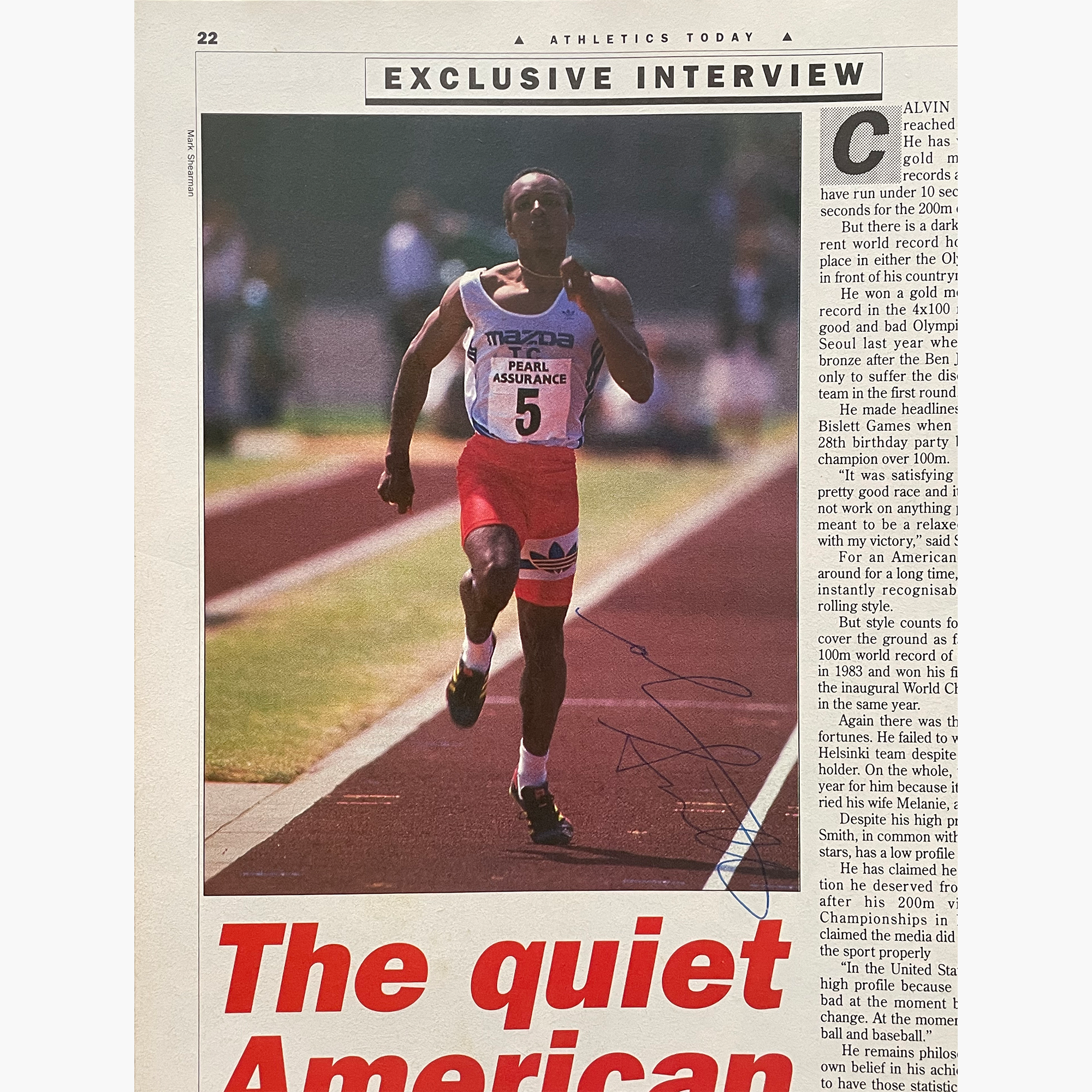 Calvin Smith – Signed Athletics Today Magazine 1989 Edition