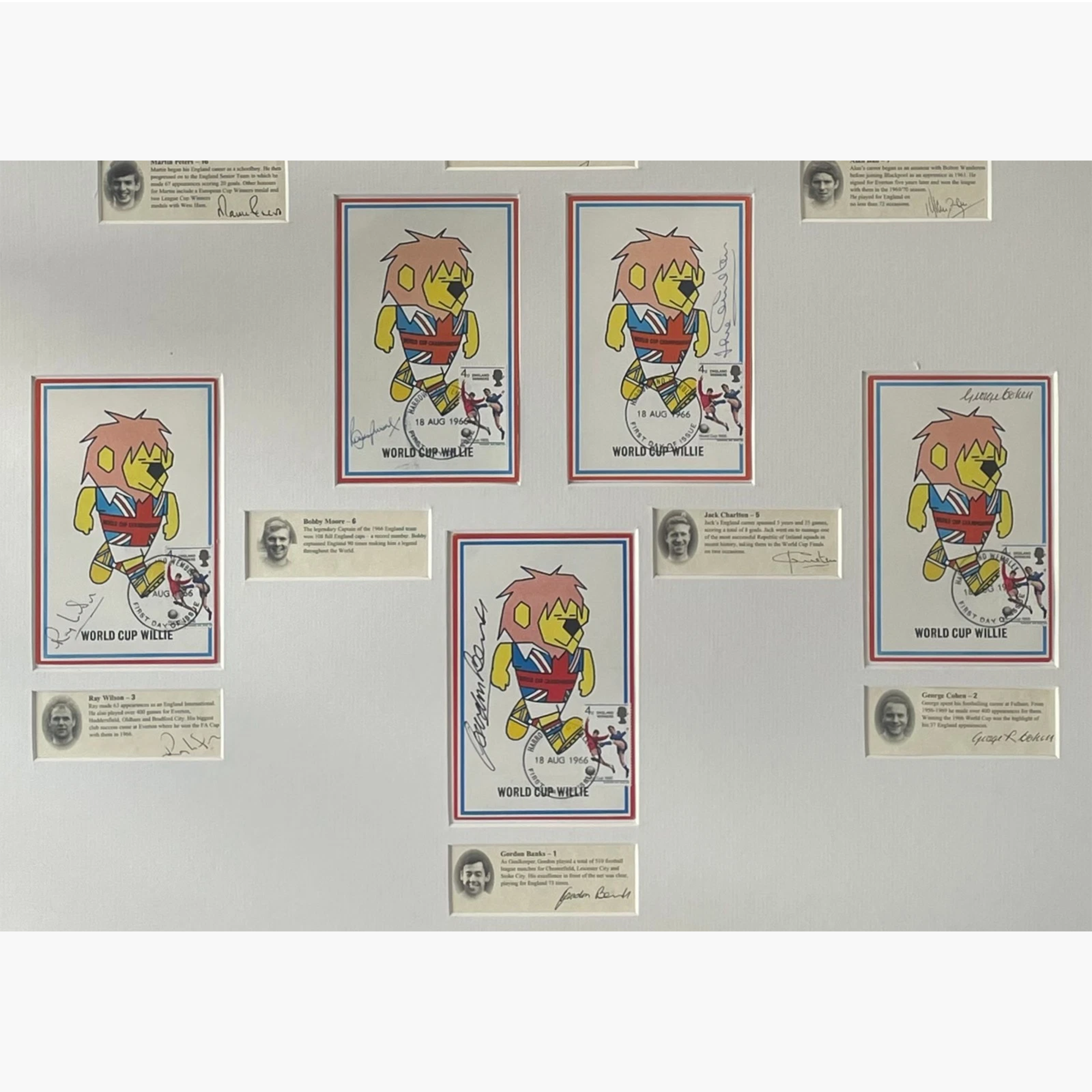 England 1966 World Cup Winners – Set of 11 Signed World Cup Willie First Day Covers