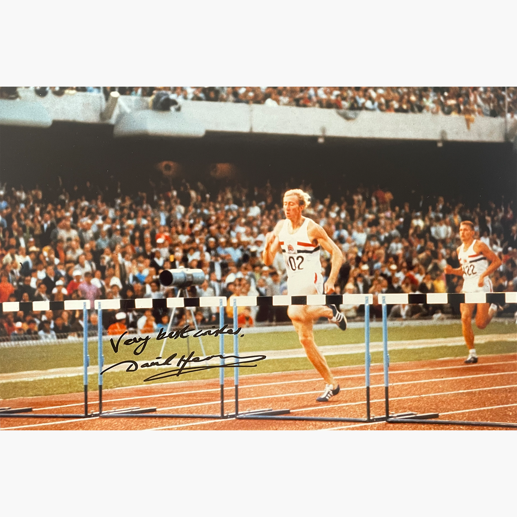 David Hemery – Signed 30.2cm x 20.2cm Colour Action Photo + Personal Letter