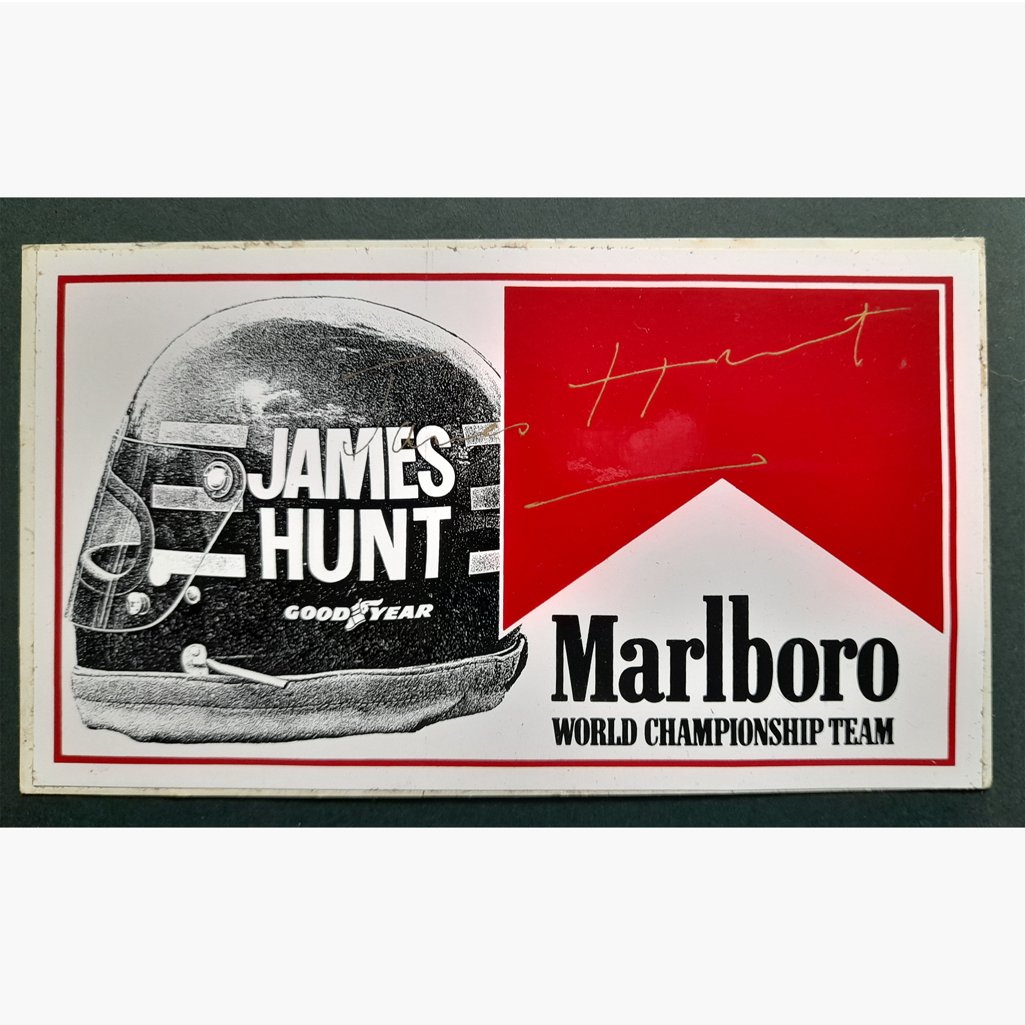 James Hunt – Signed 1970s Marlboro World Championship Team Sticker