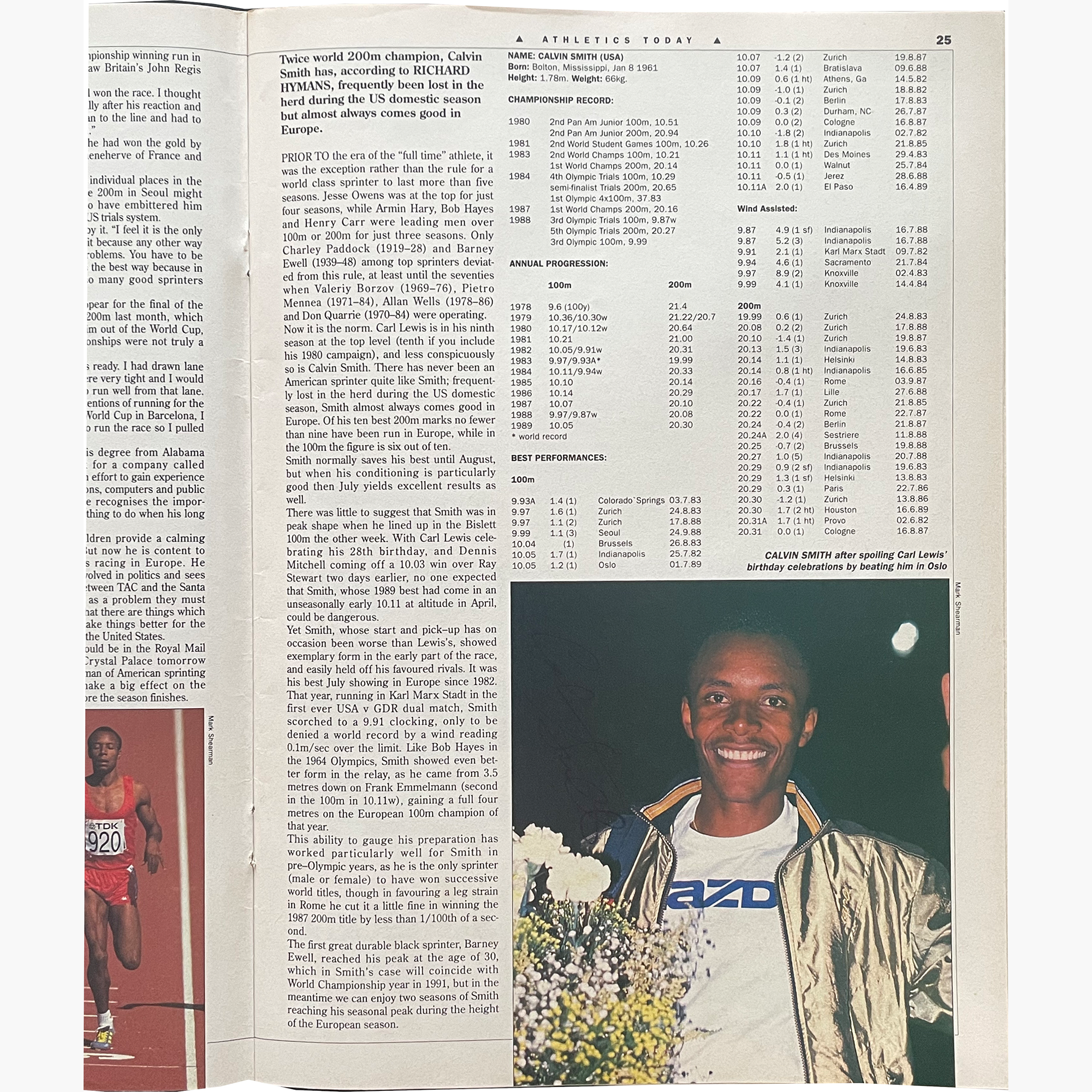 Calvin Smith – Signed Athletics Today Magazine 1989 Edition