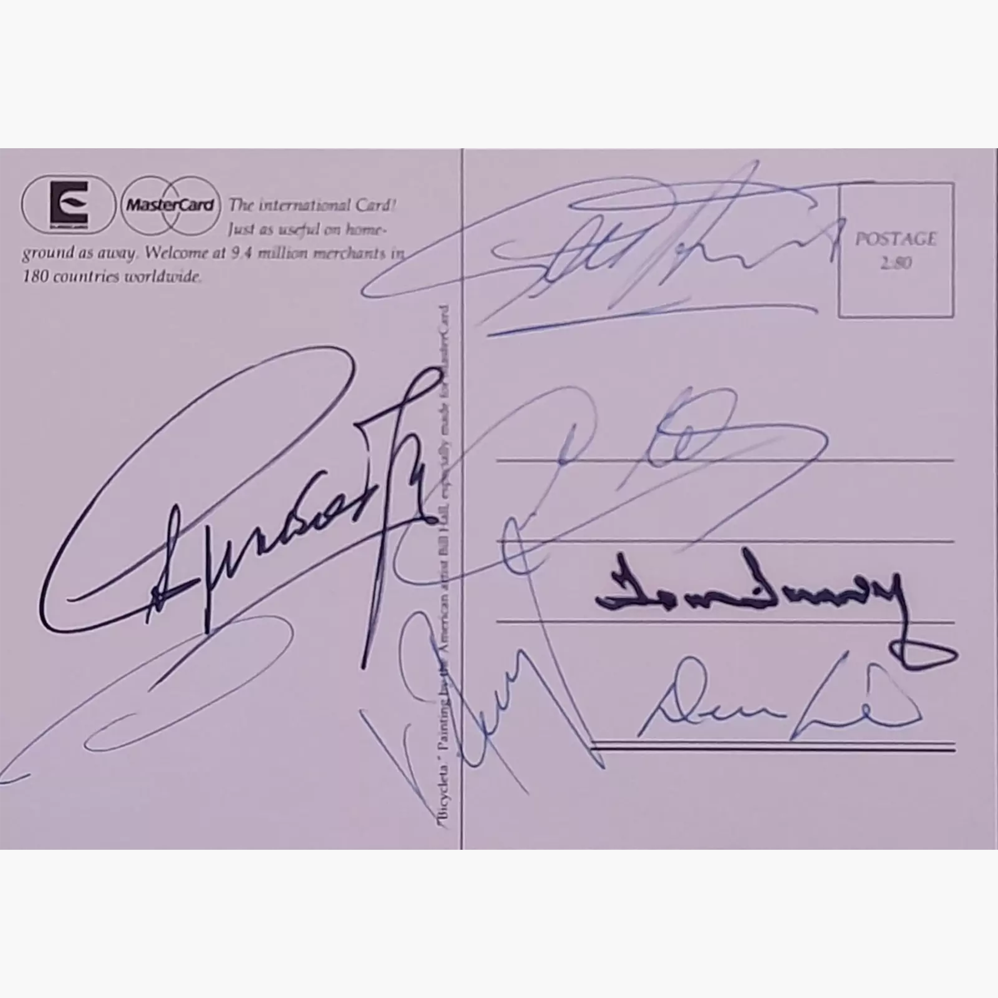 Mastercard Euro ’92 & World Cup ’94 Legends Signed Promo Postcard – Puskás, Law, Hurst, Finney, Rummenigge