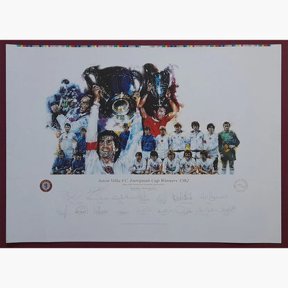 Aston Villa 1982 European Cup Winners – Limited Edition Hand-Signed Print (17 Signatures)