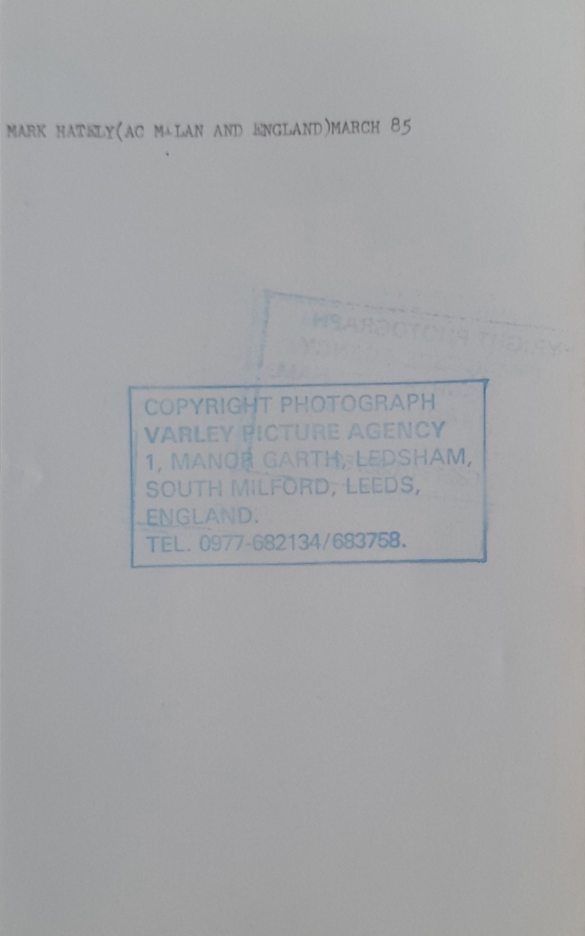 Mark Hateley – Signed 20cm x 102.5cm Black & White Action Press Photo