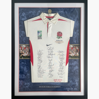 England Rugby 2003 World Cup Squad Signed Shirt Display – Full Team Autographs