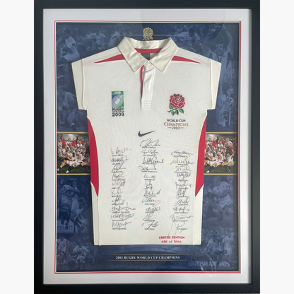 England Rugby 2003 World Cup Squad Signed Shirt Display – Full Team Autographs