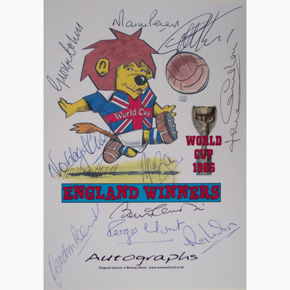 England 1966 Signed World Cup Willie – Finalists (10 Signatures)