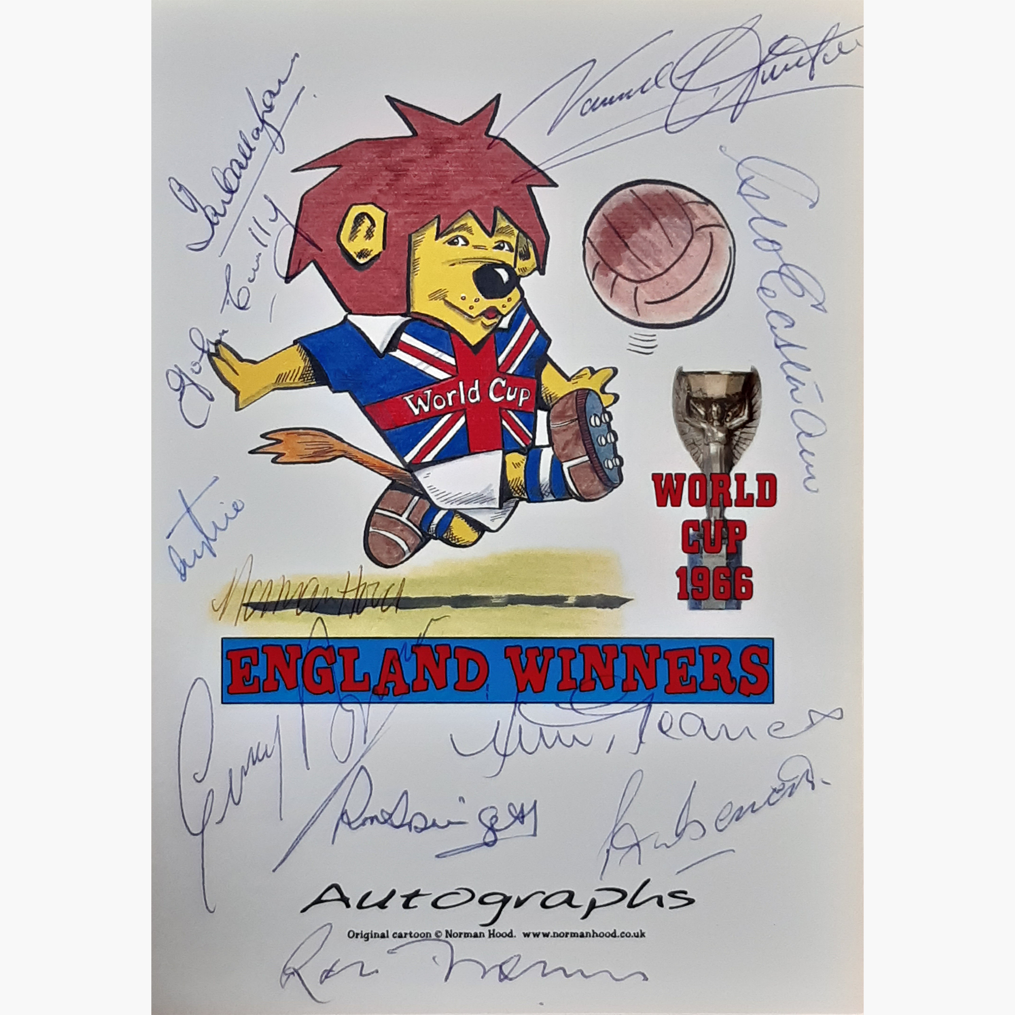 England 1966 Signed World Cup Willie –  Finalists (10 Signatures)