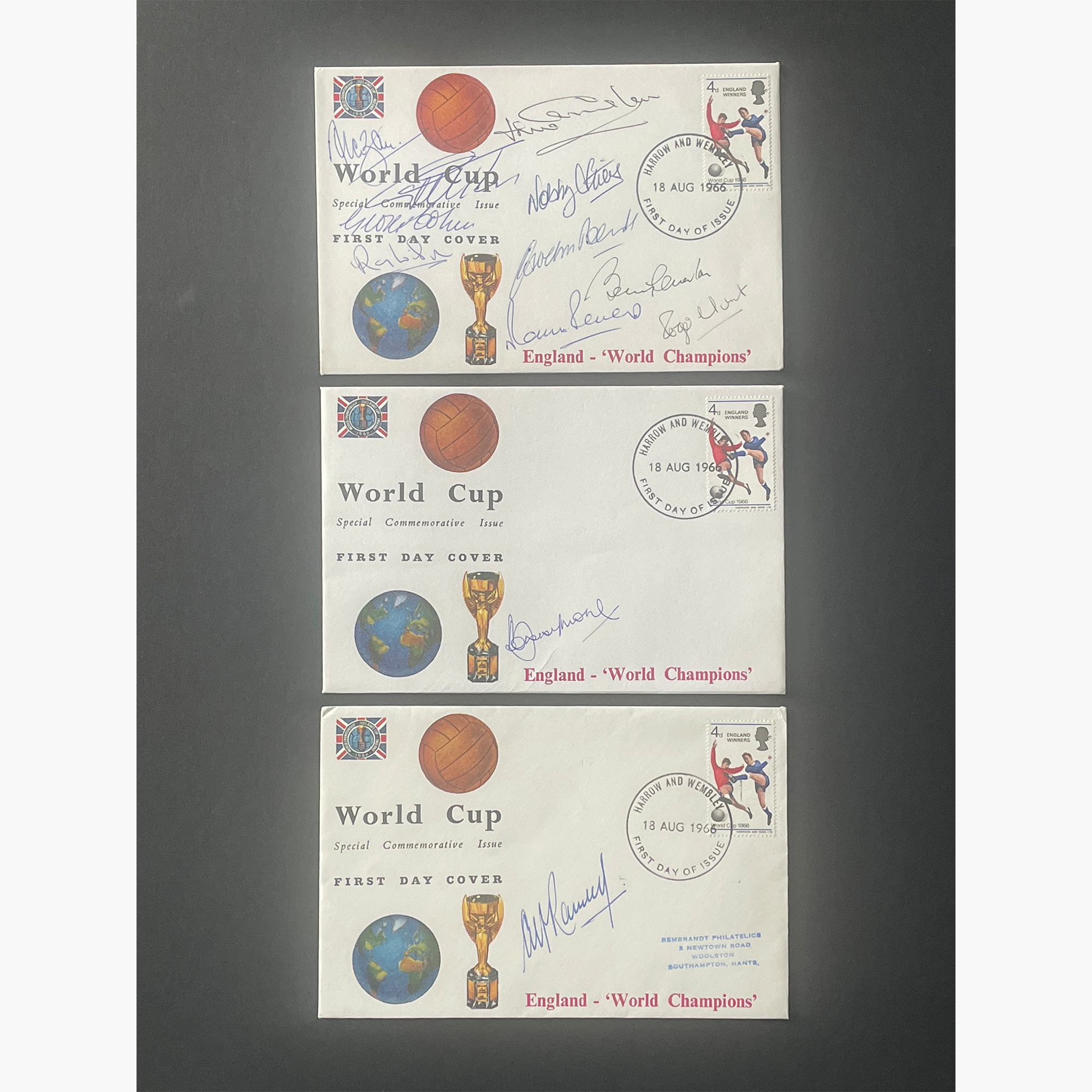 England 1966 Signed FDC – World Cup First Day Covers (Full Squad + Manager)