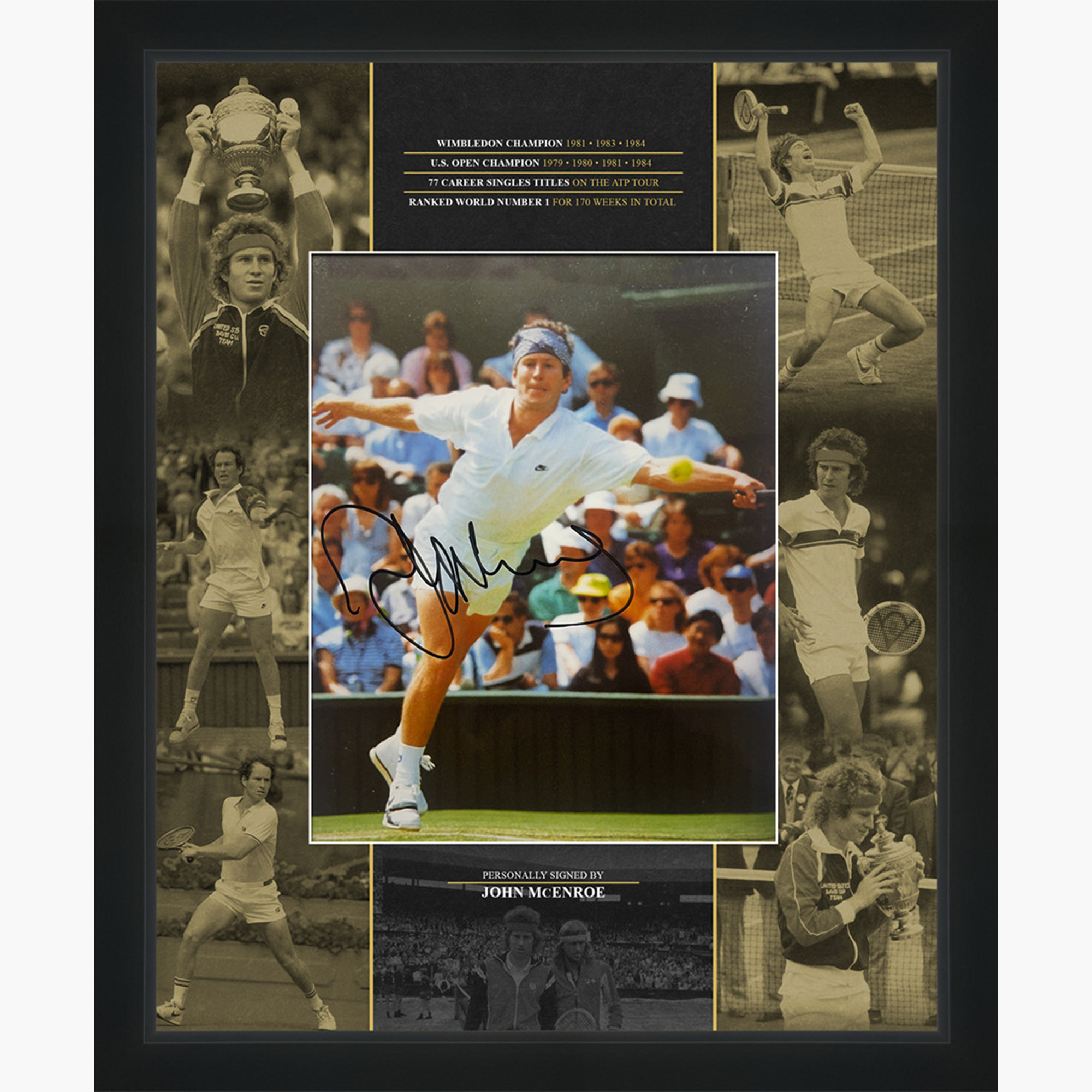 John McEnroe Signed Tennis Display – Wimbledon & U.S. Open Champion