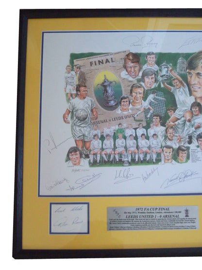 Leeds United 1972 FA Cup Final Team Signed Display – Full Squad Autographs