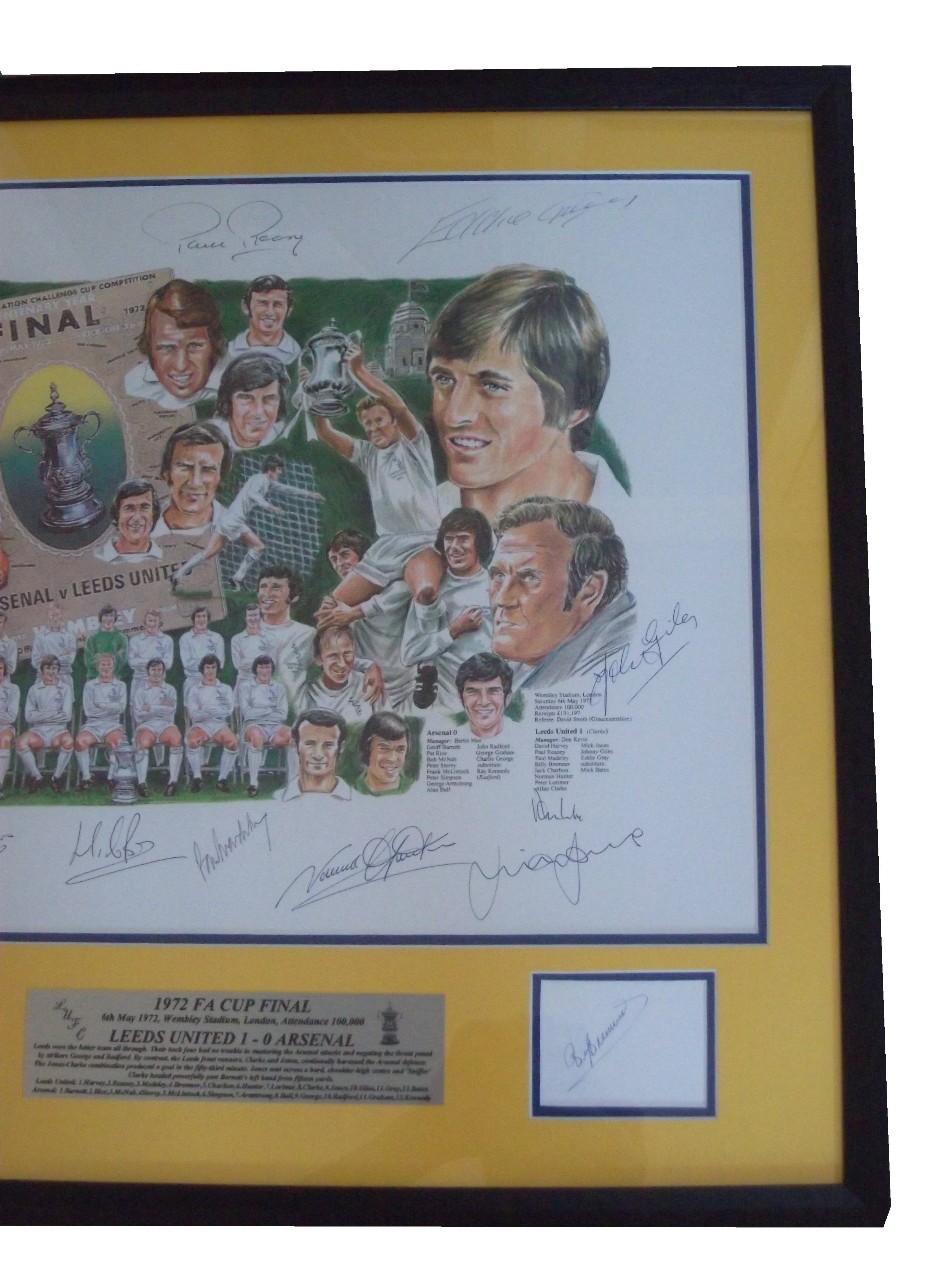 Leeds United 1972 FA Cup Final Team Signed Display – Full Squad Autographs