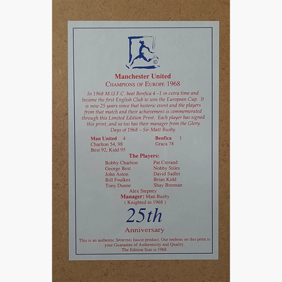 Manchester United 1968 European Champions – Official Signed Anniversary Print (Ltd Ed. 214/1968)