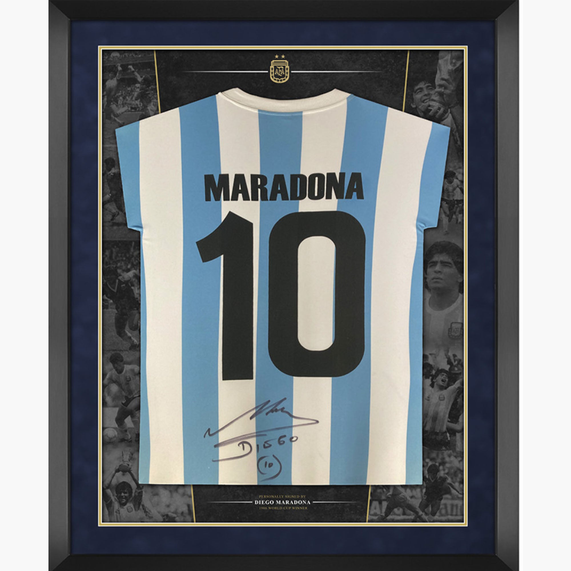 Maradona Signed Framed Argentina Shirt with No10 to reverse 1986 World Cup Winner