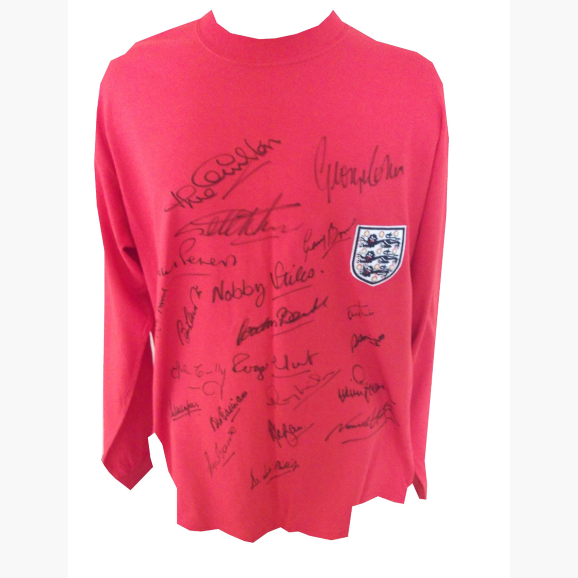 England 1966 World Cup Squad Signed Retro Shirt (Red Final Edition)