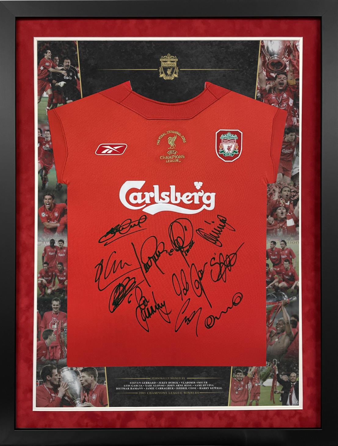 Liverpool Signed Shirt 2005 Champions League by 11 to include Gerrard Cisse Garcia Dudek