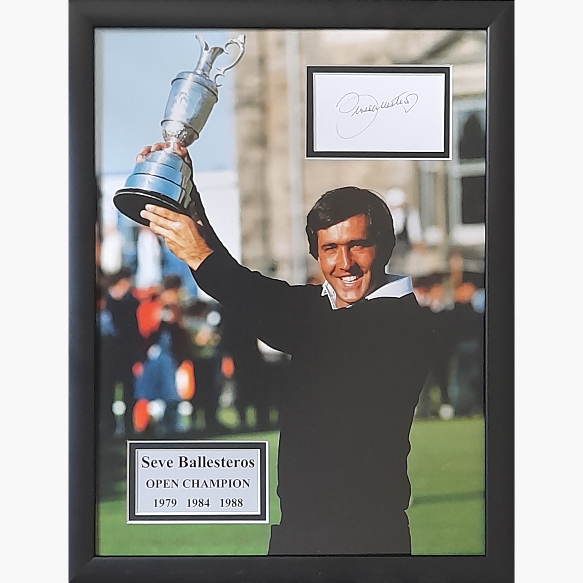 Seve Ballesteros Signed Display – Open Champion 1979, 1984, 1988