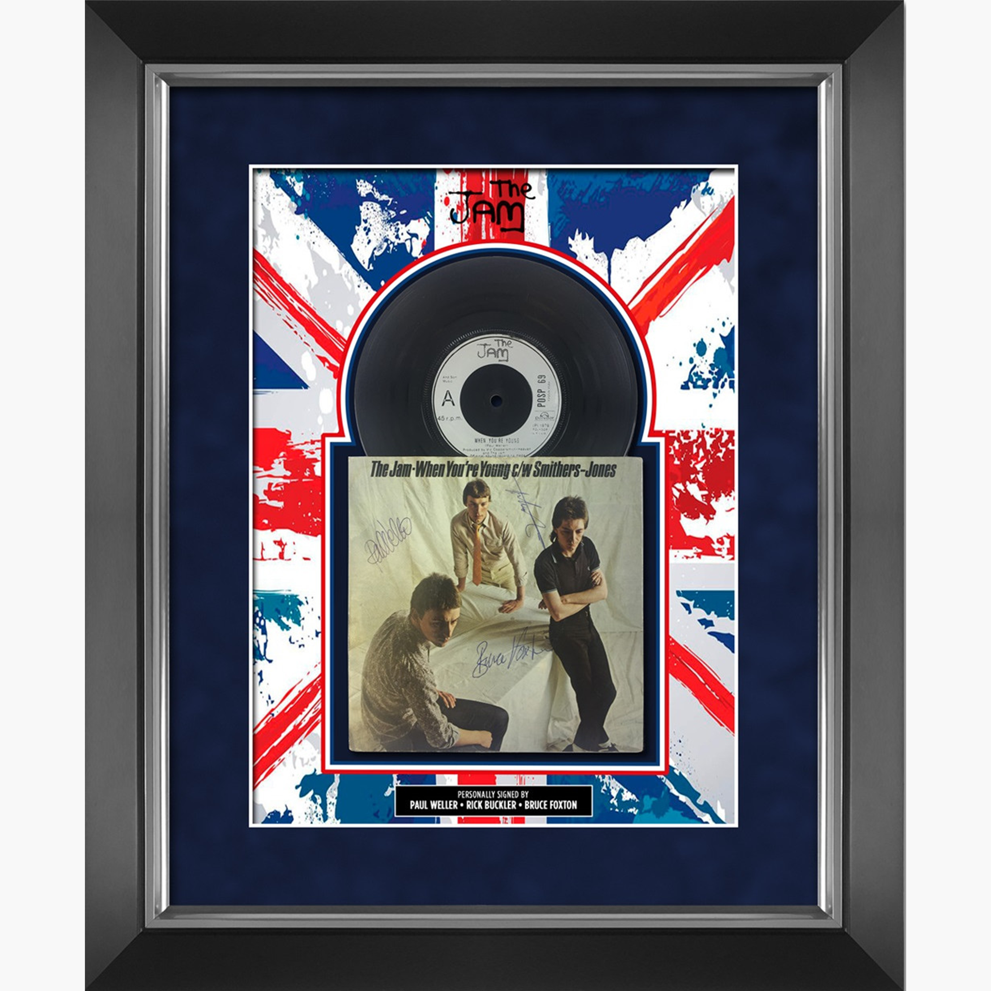 The Jam “When You’re Young” Signed 7" Vinyl & Sleeve Display – Weller, Buckler, Foxton