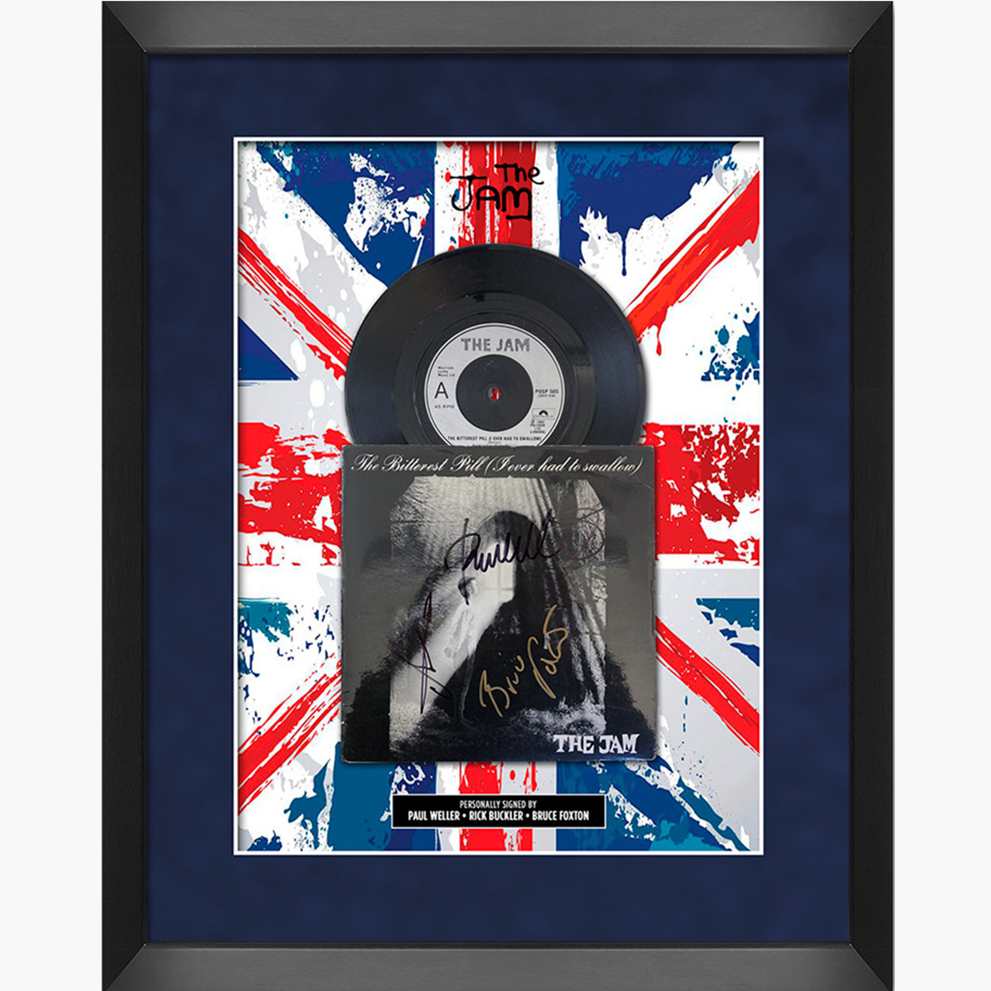 The Jam “The Bitterest Pill” Signed 7" Vinyl & Sleeve Display – Weller, Buckler, Foxton