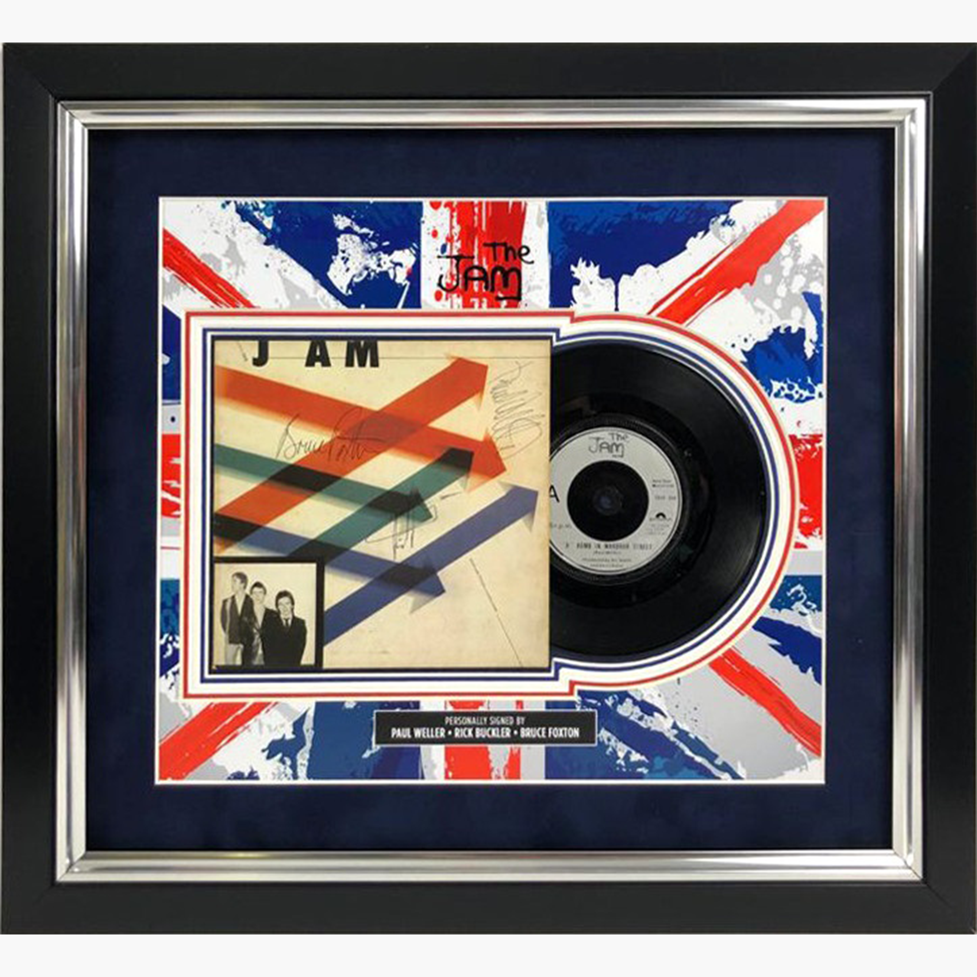 The Jam ‘David Watts’ Signed Vinyl Display – Paul Weller, Rick Buckler & Bruce Foxton