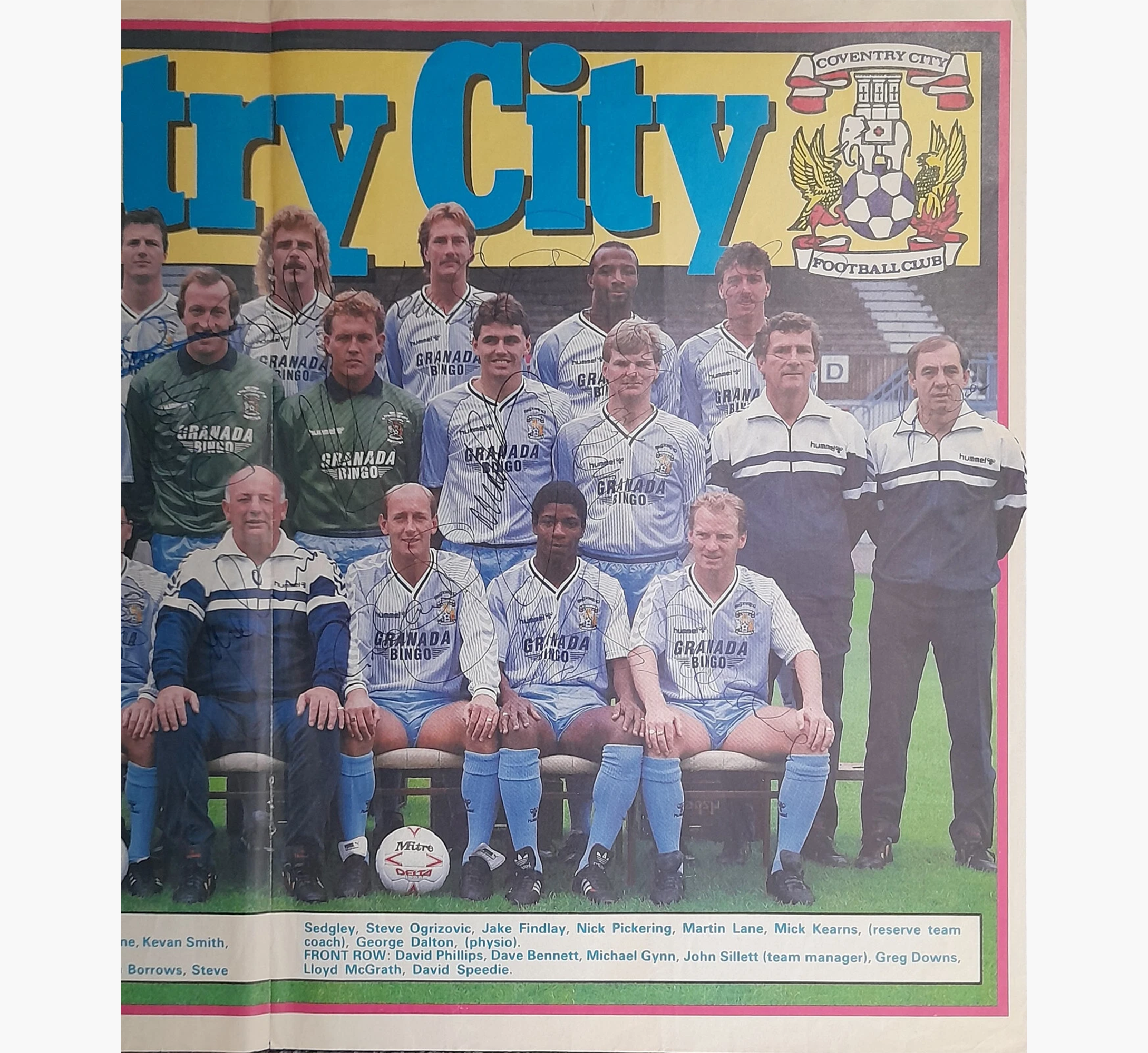 Coventry City 1987-88 Squad FULLY Signed Colour SHOOT Magazine Centrefold – 22 Signatures