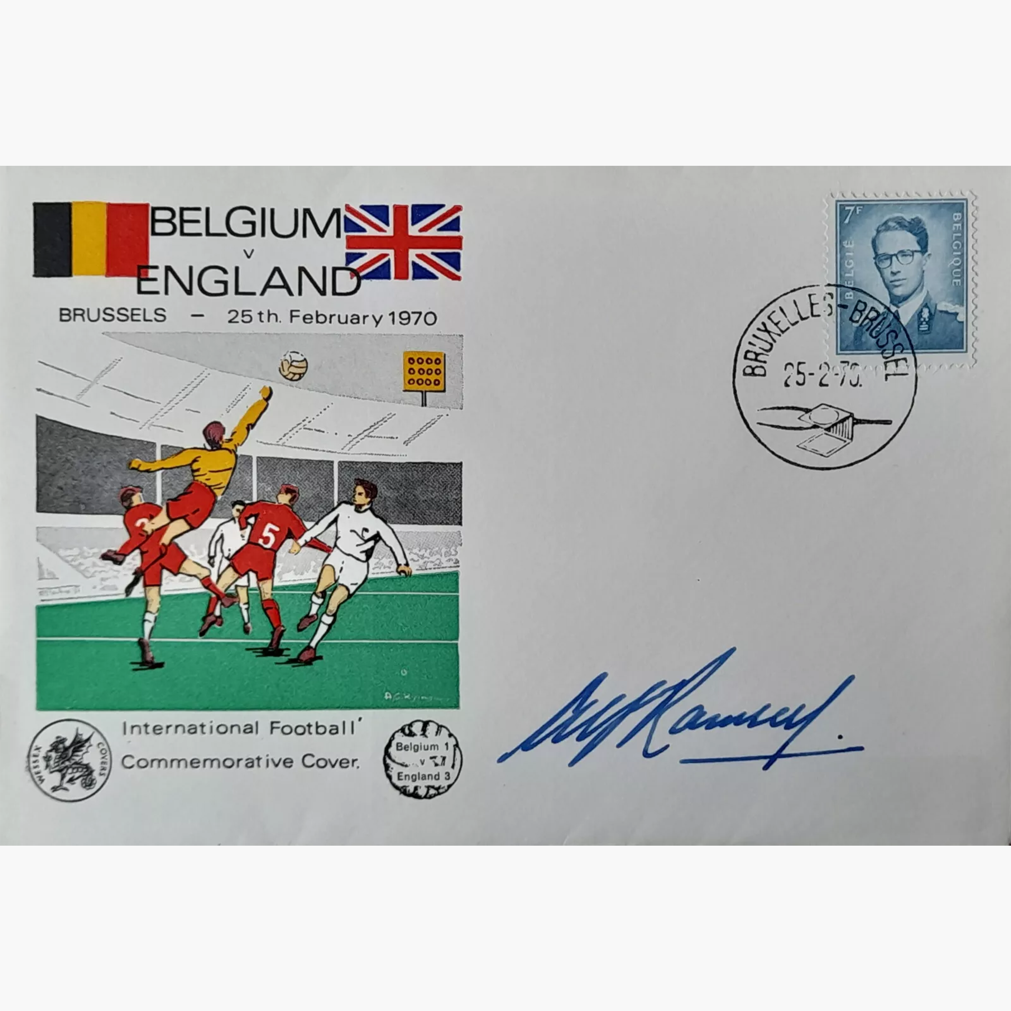 Sir Alf Ramsey Signed FDC – Belgium v England 1970 International Commemorative Cover