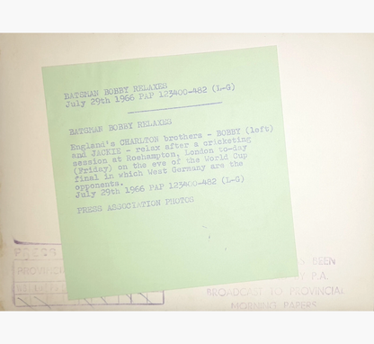 Bobby & Jack Charlton Signed Press Photo – July 29th 1966