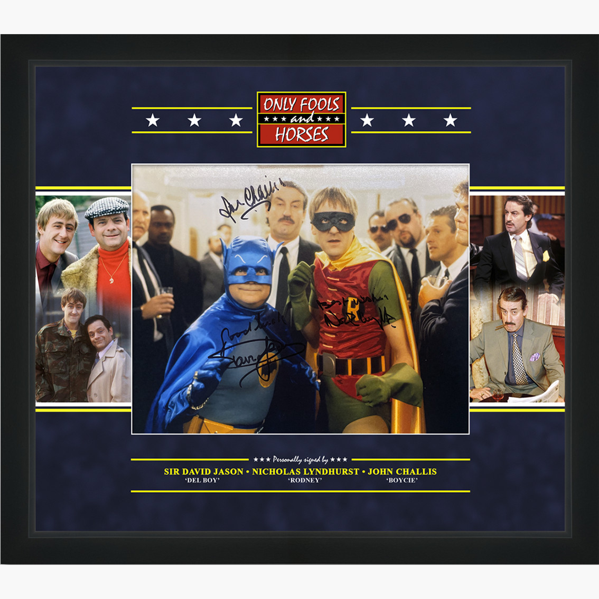 Only Fools and Horses “Batman & Robin” Signed Photo Display – Jason, Lyndhurst & Challis