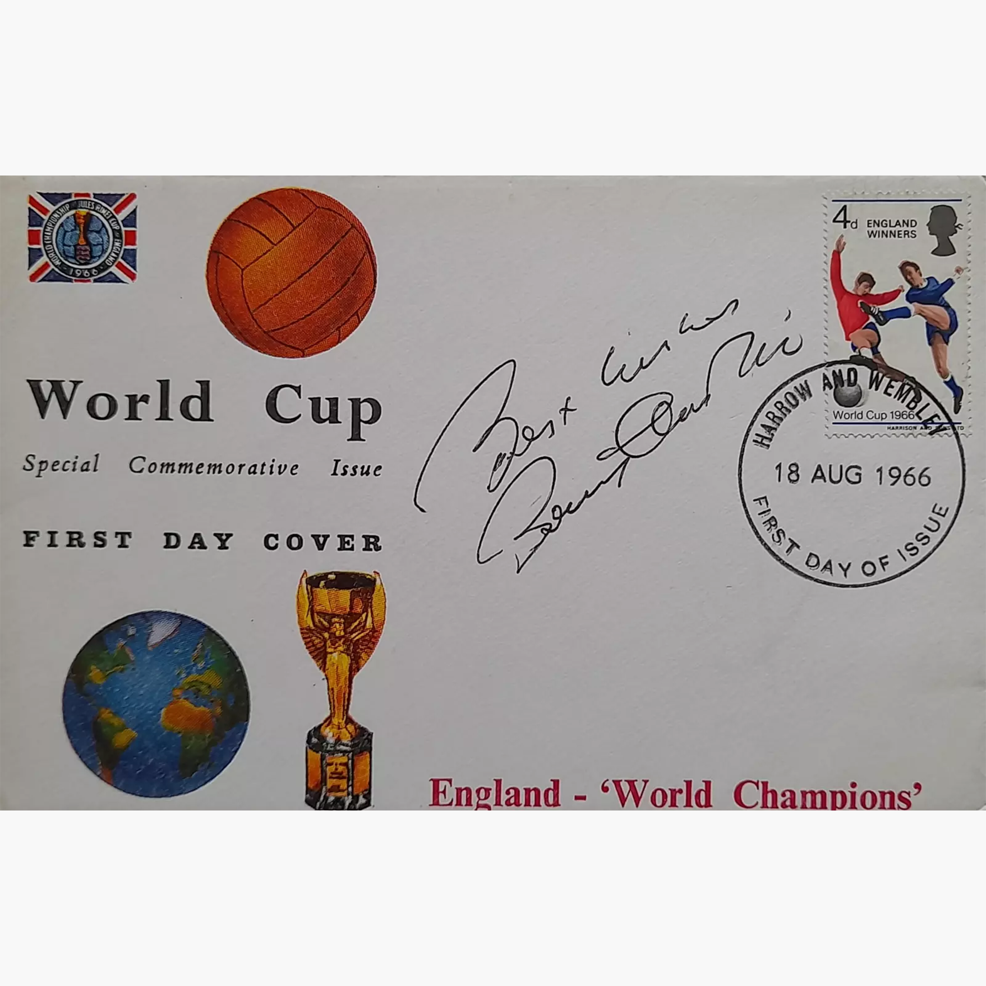 Sir Bobby Charlton Signed FDC – 1966 World Cup First Day Cover