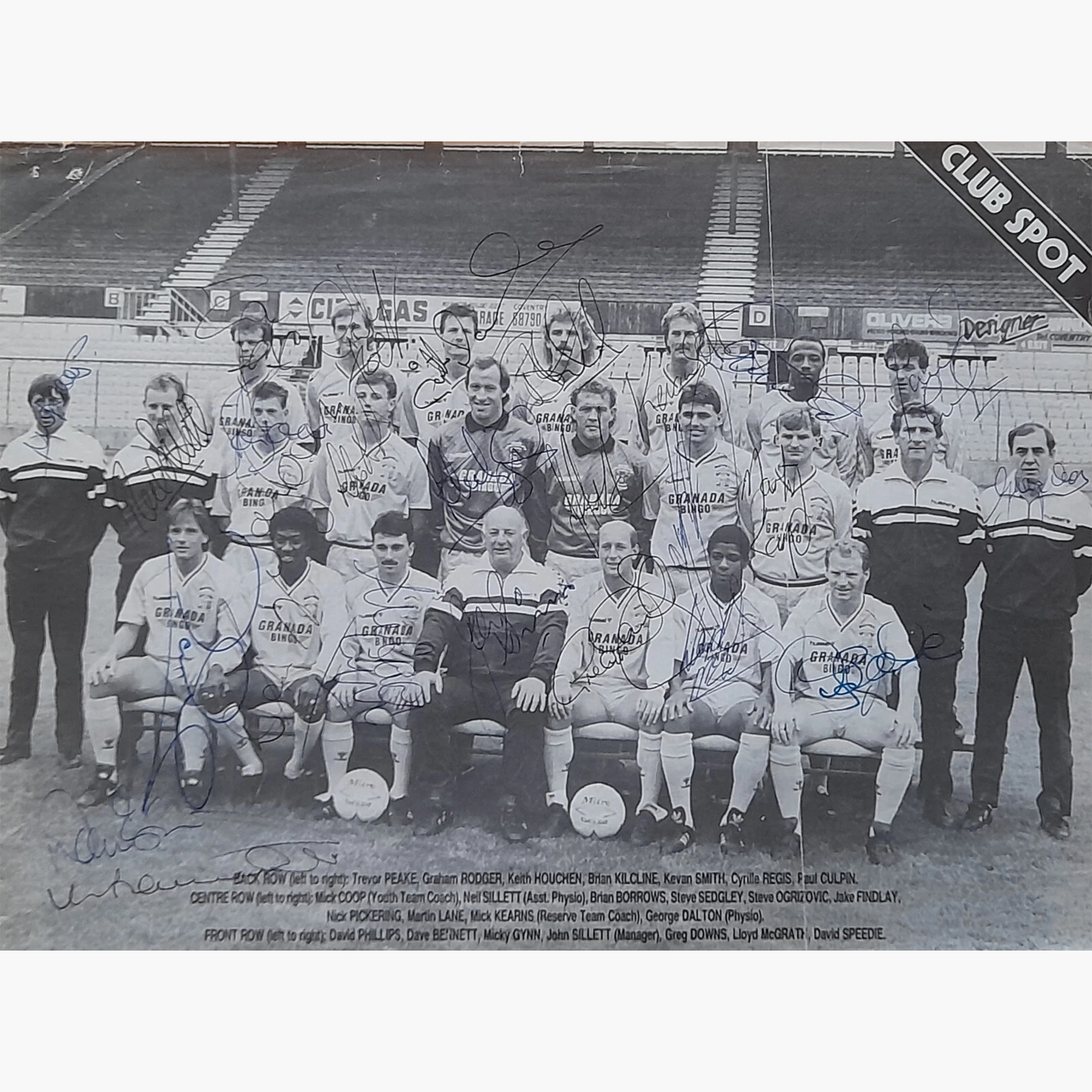 Coventry City 1987 Squad Signed Team Photo – FA Cup Winners – 23 Autographs