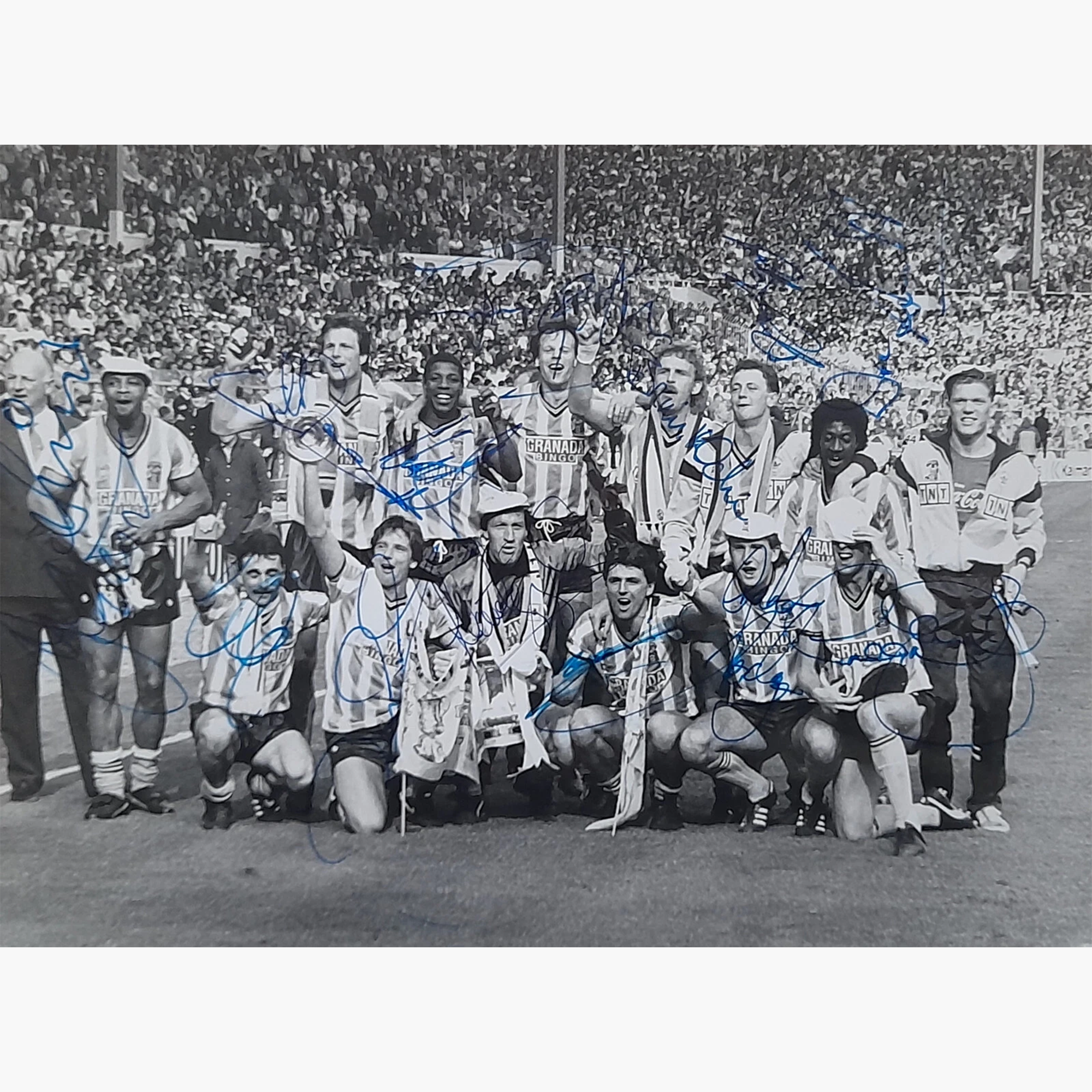 Coventry City 1987 FA Cup Winners Signed 9.5" x 7" Press Photo – 14 Autographs