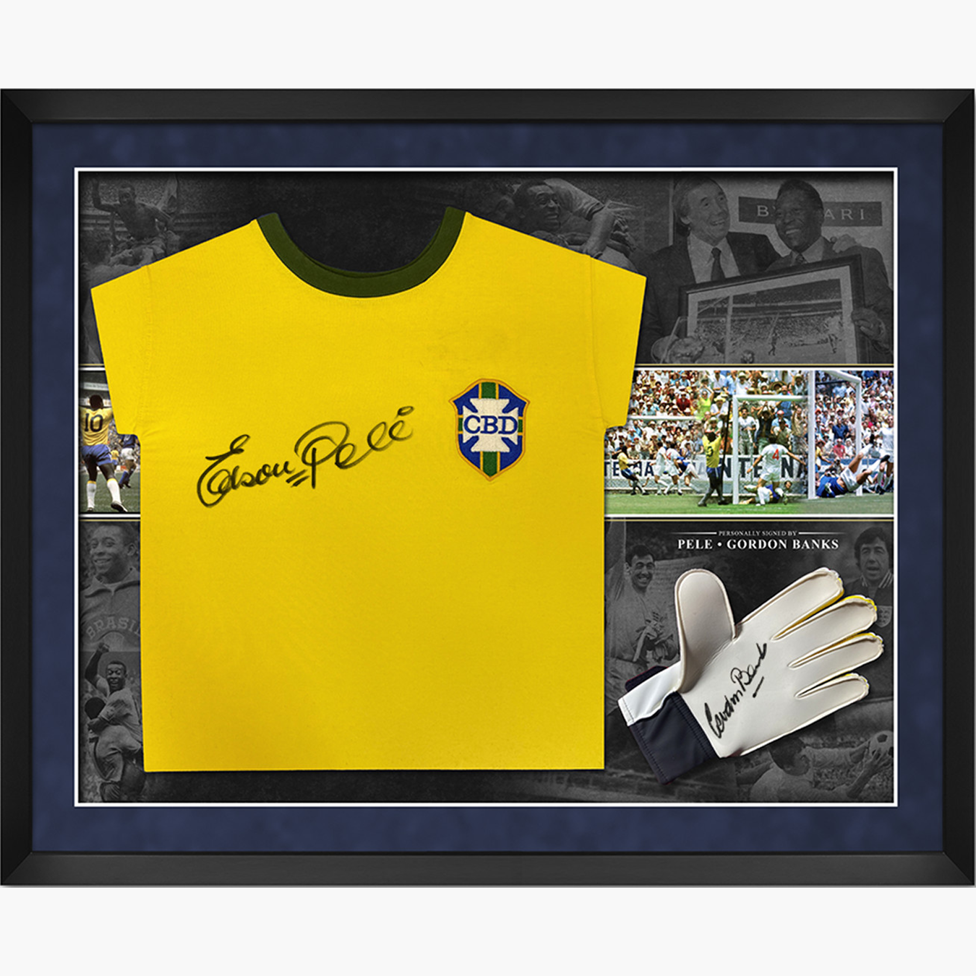 Pelé & Gordon Banks Signed Display – Mexico 1970 World Cup