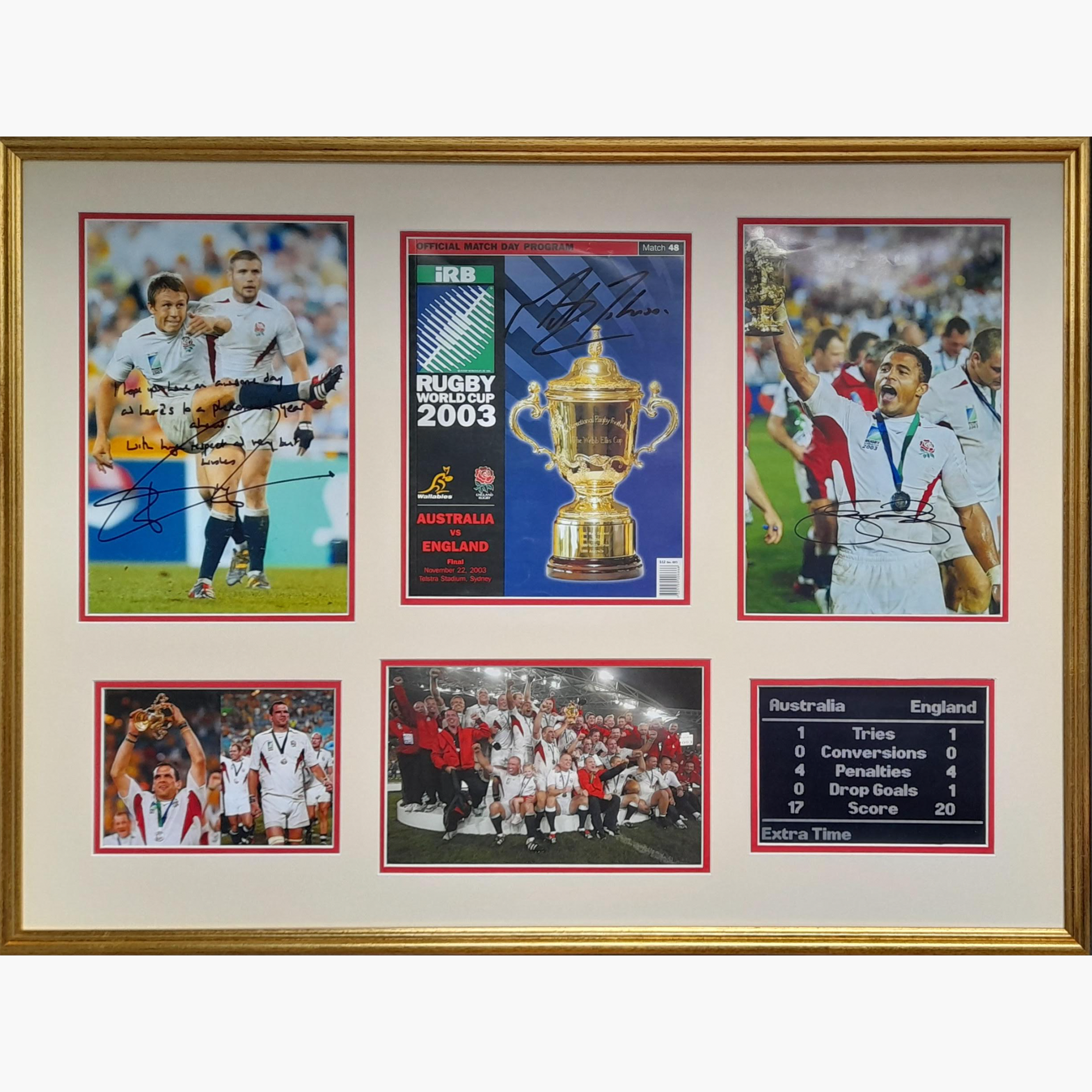 England 2003 Rugby World Cup Signed Display – Wilkinson, Johnson & Robinson