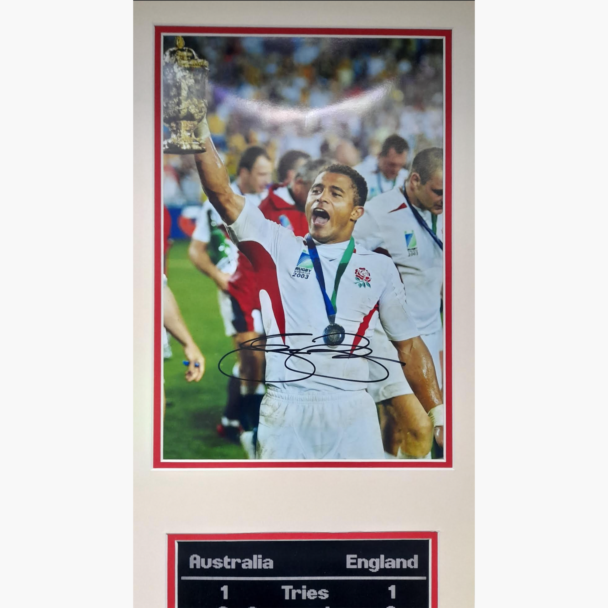 England 2003 Rugby World Cup Signed Display – Wilkinson, Johnson & Robinson