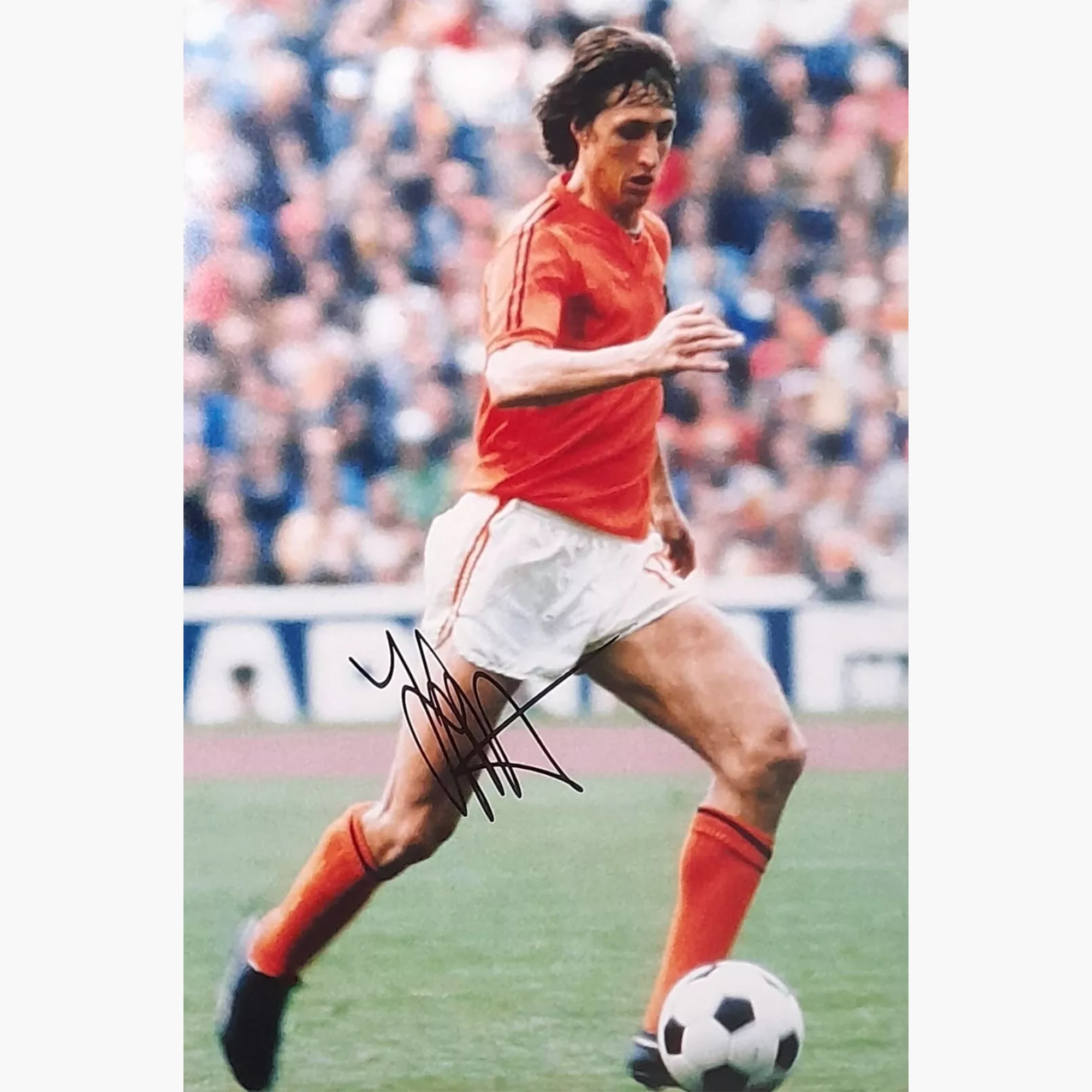 Johan Cruyff Signed Netherlands Colour Action Photo – 12" x 8"